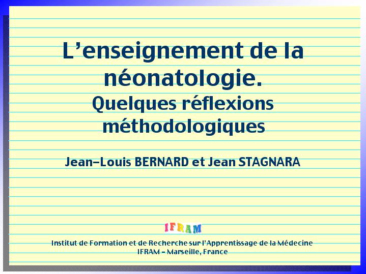 Enseignement de la NeoNatologie